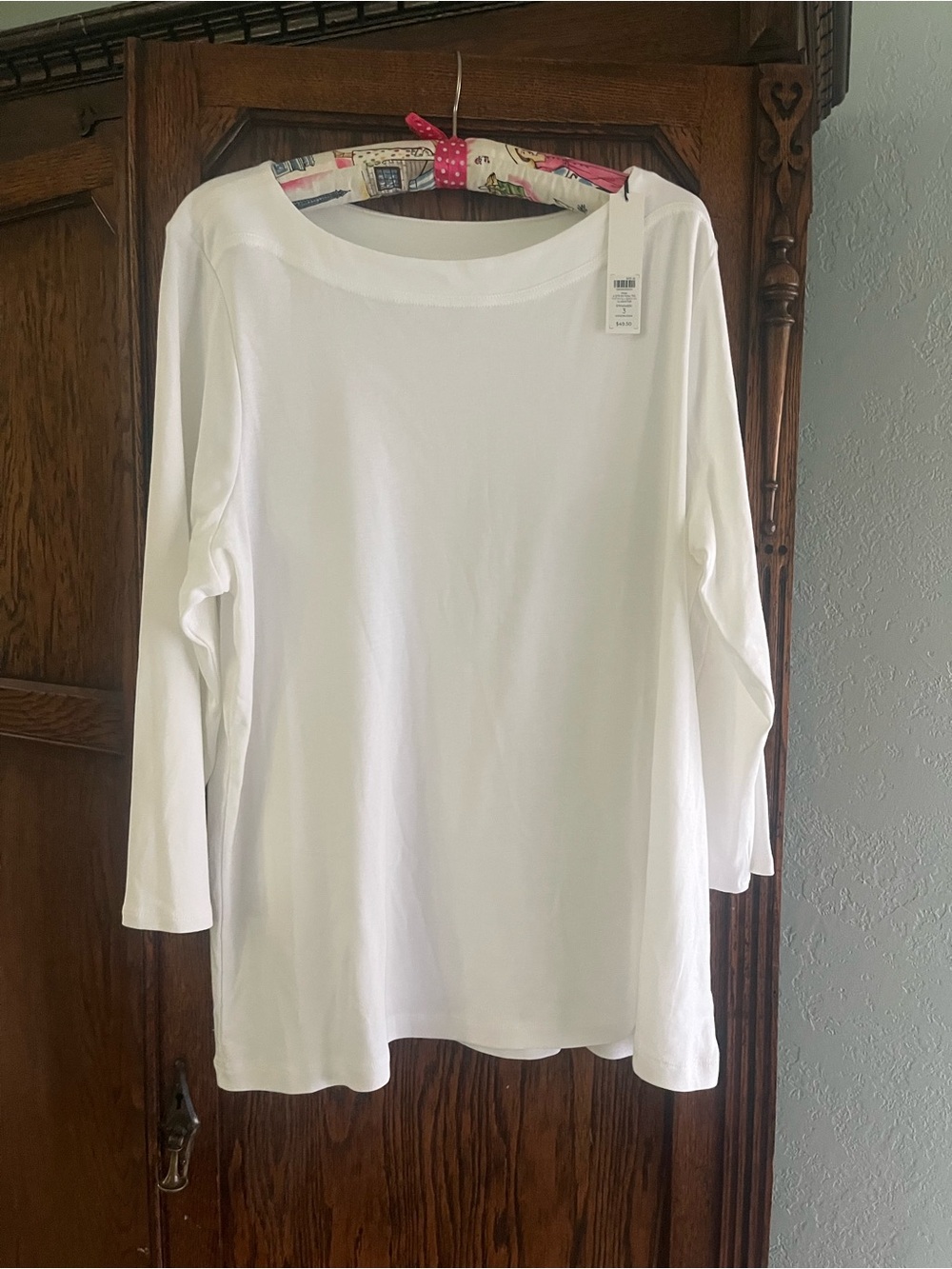 Chico’s white 3/4 Bateau tee shirt white NWT size 3